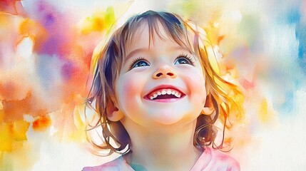 Fototapeta premium Joyful child's face, depicted with vibrant colors.