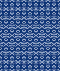 Elegant Seamless Blue and Light Pattern with Floral Style Motifs