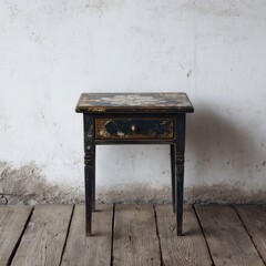 Vintage Dark Wooden Nightstand With Drawer