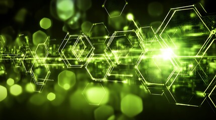 Obraz premium Abstract background with hexagonal shapes, green technology visualisation