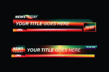 Colorful lower third banner tv breaking news template vector