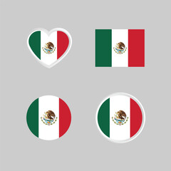 Mexico nation flag collection emblem design vector