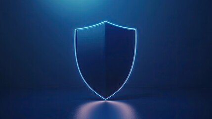 Dark blue shield graphic with neon blue outline.