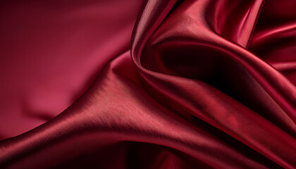 rich maroon and deep red draped satin fabric with shadows