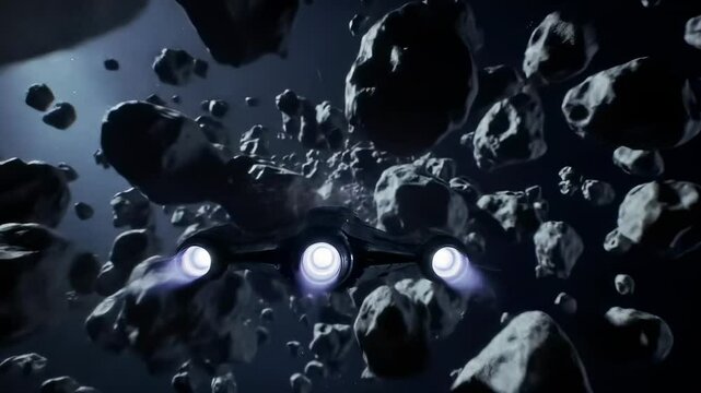 Spacecraft in asteroid field
