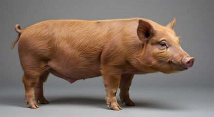 Cute Ginger Pig Standing on Isolated Background Showing Farm Animal Concept or Symbolizing The Spirit of Rural Livestock With Meat Production and Agriculture
