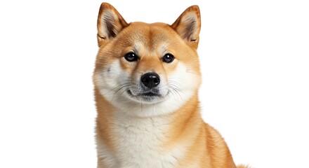 Cute Shiba Inu Dog Isolated on White Background Expressing Happiness and Loyalty Symbolizing Friendship and Family Bond with Copy Space and Focus