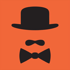 Simple gentleman icon bow tie hat mustache
