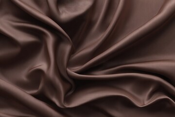 Fototapeta premium Brown Fabric Texture With Wrinkles And Drapes