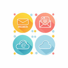 Modern Communication and Cloud Icons in Thin Line Style