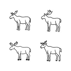 Fototapeta premium Vector illustration of Moose line art