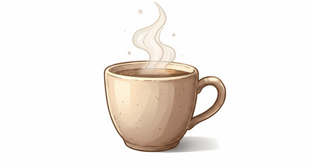 Obraz premium Hand-drawn illustration of a steaming hot coffee cup.