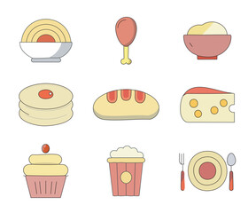 Minimal Food Line Art Icon Set