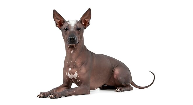 Xoloitzcuintli Dog Isolated on White Background a Breed Known for Its Hairless Appearance a Healthy and Content Companion Resting Comfortably in a Studio Setting