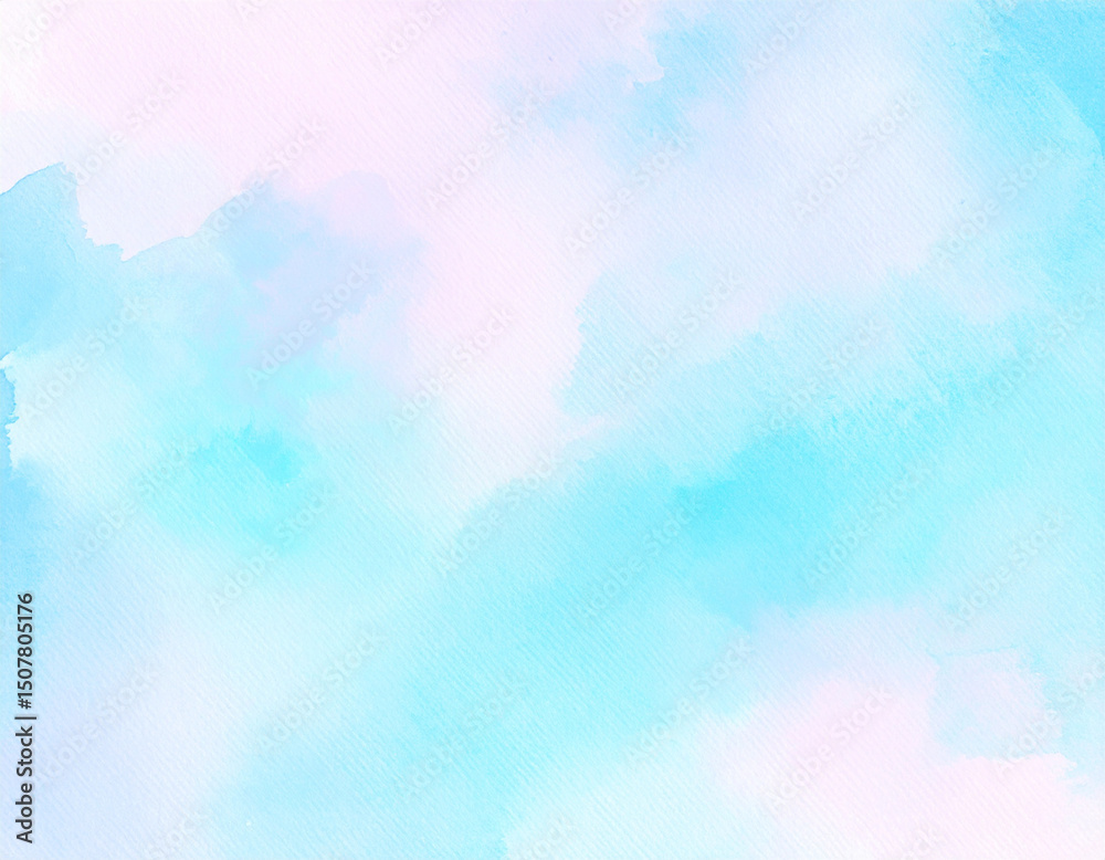 Aufkleber soft pastel blue and pink watercolor background with gentle blending and smooth texture, creating ca
