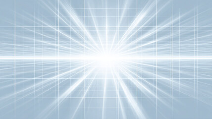 Obraz premium Subtle white tech grid background with light flare creating bright futuristic digital effect and glowing lines in soft blue tones