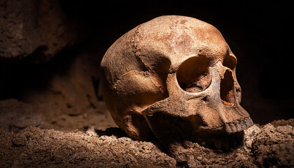 ancient skull uncovered in catacomb depths