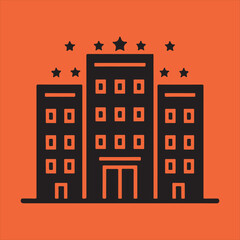 Five star hotel building silhouette icon