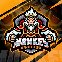 Monkey warrior esport mascot logo design