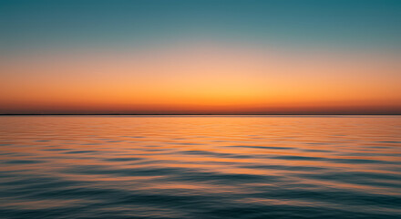 Serene Sunset over Calm Ocean Waters Golden Hour Seascape Photography