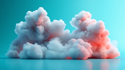 3D Render of Abstract Cloud Formation with Red and Blue Illumination.