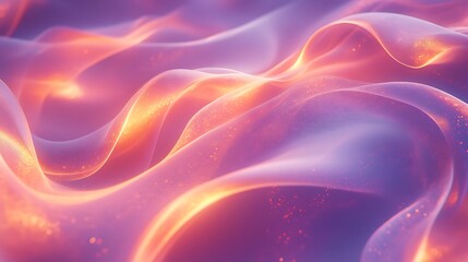 Abstract flow of glowing light with purple and orange waves, and modern art background.