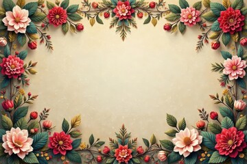 Intricate floral tapestry design in muted tones, craft, decor, tones