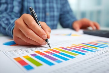 businessman checking profit margins on Excel spreadsheet