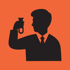 Scientist holding test tube science experiment icon