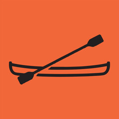 Canoe and paddle icon on orange background
