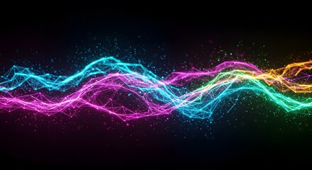 Obraz premium Colorful abstract network connections background design for technology and science use cases on transparent background