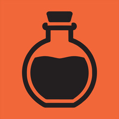 Obraz premium Simple black bottle icon on orange background