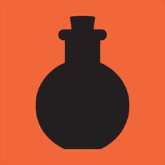 Fototapeta premium Simple black bottle icon on orange background