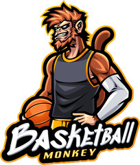 Basketball monkey esport mascot logo design