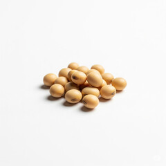 Pile of dried soybeans on white background, perfect for agriculture, food, or healthy eating themes.

