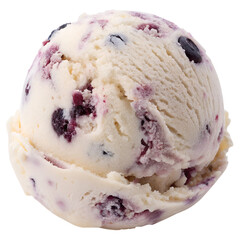 Blueberry Cheesecake Ice Cream Scoop Isolated on Transparent Background..