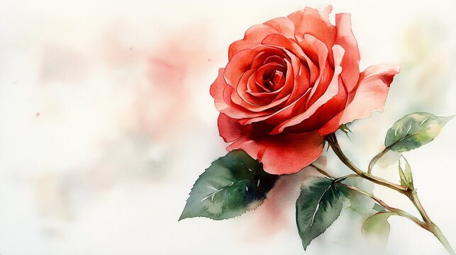 Detailed depiction of a single red rose.