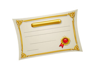 Certificate with gold embellishments and a red seal, suitable for awards or achievements.