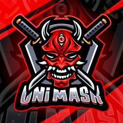 Oni mask mascot logo design