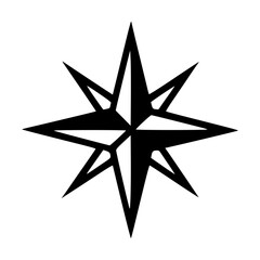 Obraz premium Black Wind Rose Icon Representing Direction, Navigation, and Exploration