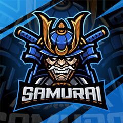 Samurai head esport mascot logo design