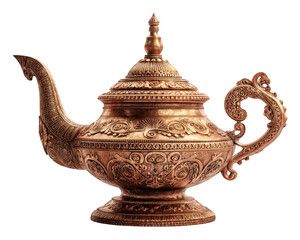 Beautifully crafted teapot featuring intricate designs and polished finish, showcasing its elegant spout and ornate handle. This stunning piece is perfect for collectors and adds charm to any