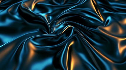 Fototapeta premium Luxurious blue and gold silk fabric texture, a stunning background for design