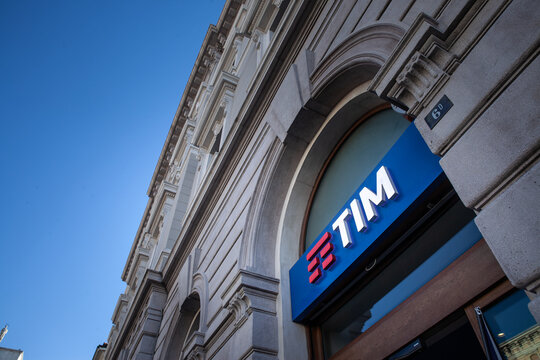 TRIESTE, ITALY - DECEMBER 17, 2024: Exterior view of a TIM store in Trieste, Italy. Formerly Telecom Italia, is the main phone carrier and internet Service provider in italy.