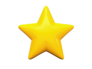 Obraz premium A bright yellow star shape with a glossy finish against a white background.