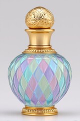 Pastel Diamond Pattern Perfume Bottle with Gold Cap