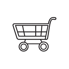 Simple shopping cart line icon shows buying and retail activity on transparent background
