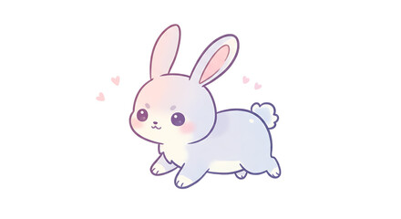 Adorable Pastel Bunny Rabbit Cartoon Illustration Cute Hare Character Design Kawaii Style