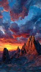 Polygonal Sunset Mountains.