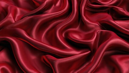 Obraz premium Deep Red Fabric Texture With Draped Folds